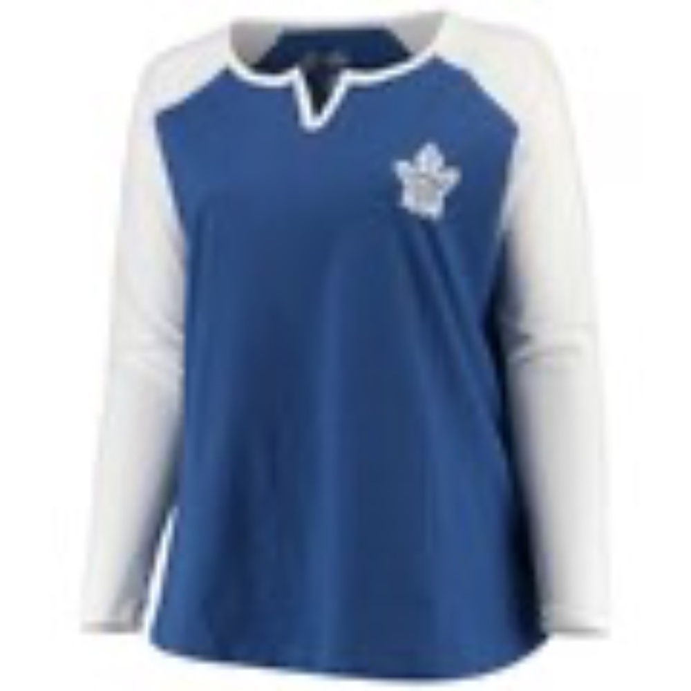 Majestic women's Toronto maple leafs blue/white raglan notch neck size 4x